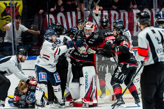 Bråk mellan Malmö Redhawks och Linköpings spelare
