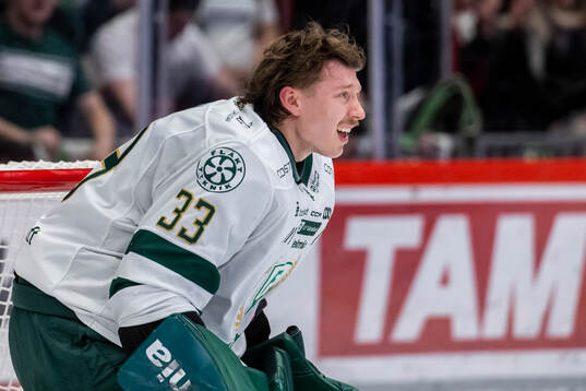 Färjestads målvakt Emil Larmi