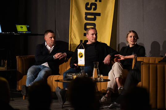 Andreas Klarström, Tobias Edenvik och Jenny Holm i