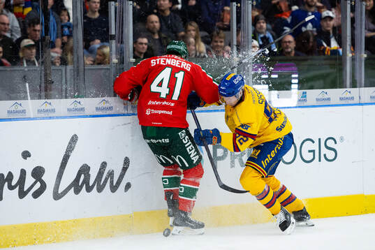 Frölundas Ivar Stenberg och Djurgårdens Colby Sissons