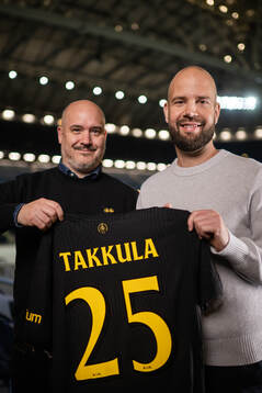 AIKs VD Fredrik Söderberg och Miika Takkula som