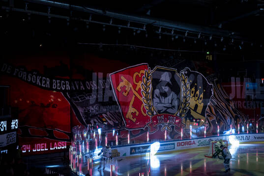 Luleåfans tifo på ståplatsläktaren
