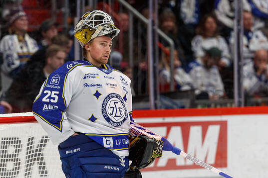 Leksands målvakt Robin Christoffersson deppar
