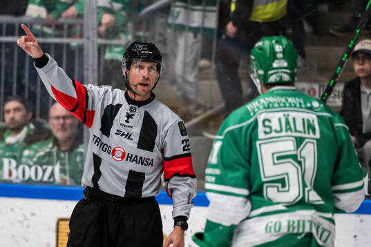 Domare Andreas Harnebring och Rögles Calle Själin och