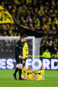Ruben Gabrielsen of Lillestrøm in pain