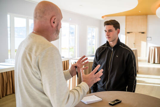 Lasse Berg Johnsen of Malmö FF is interviewed by the media