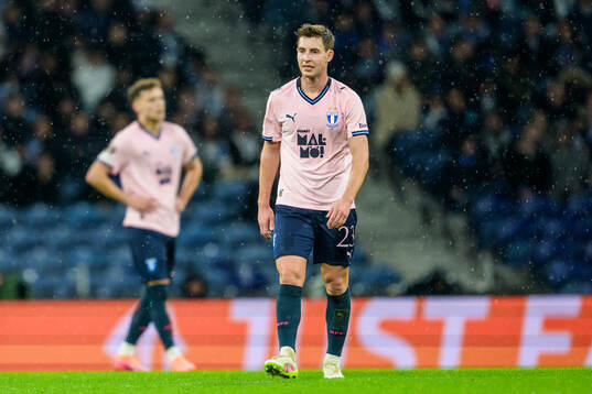 Lasse Berg Johnsen of Malmö FF looks dejected
