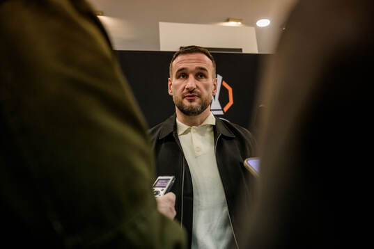Head coach Anes Mravac of Malmö FF is being interviewed by