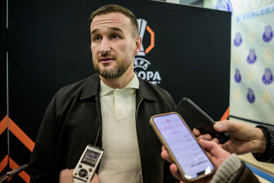 Head coach Anes Mravac of Malmö FF is being interviewed by