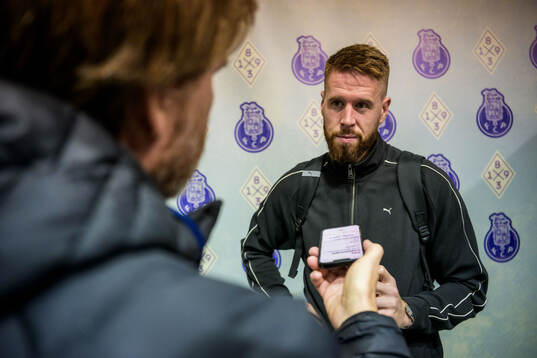 Pontus Jansson of Malmö FF is being interviewed by the