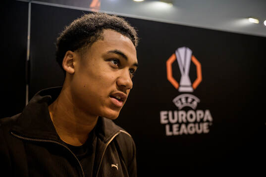 Theodor Lundbergh of Malmö FF is being interviewed by the