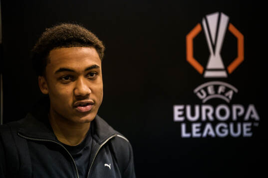 Theodor Lundbergh of Malmö FF is being interviewed by the