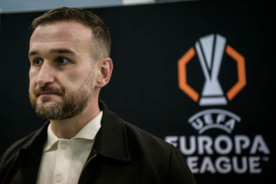 Head coach Anes Mravac of Malmö FF is being interviewed by