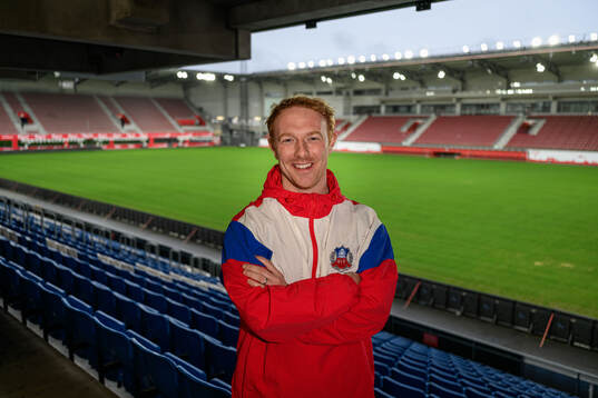 Helsingborgs tränare Stevie Grieve för ett porträtt