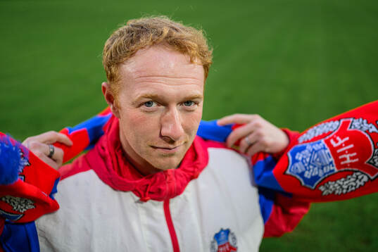 Helsingborgs tränare Stevie Grieve för ett porträtt