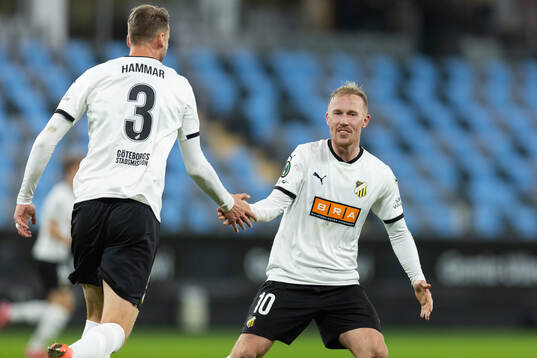 Johan Hammar of Häcken celebrate with Mikkel Rygaard Jensen