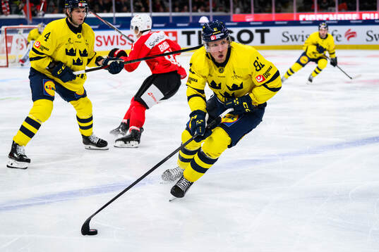 Marcus Sylvegård of Sweden in the ice hockey game between