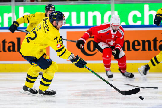 Tim Heed of Sweden in the ice hockey game between Sweden