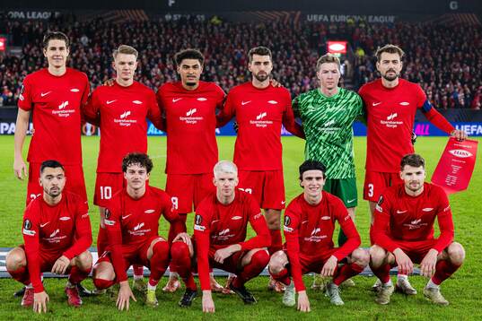 The starting eleven of Brann, from the top left; Eivind