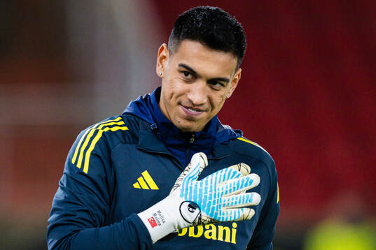 Goalkeeper  İrfan Can Eğribayat of Fenerbahce warms up