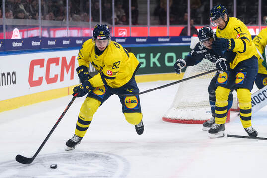 Isac Heens of Sweden in the ice hockey game between Finland