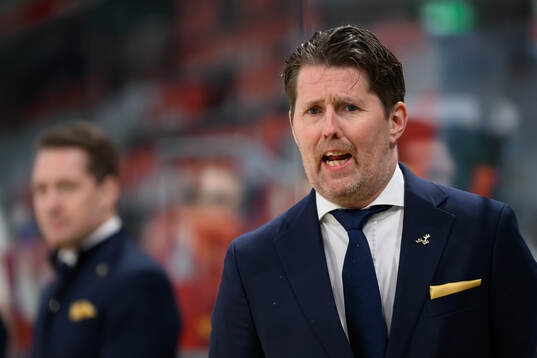 Assistant coach Stefan Klockare of Sweden in the ice hockey