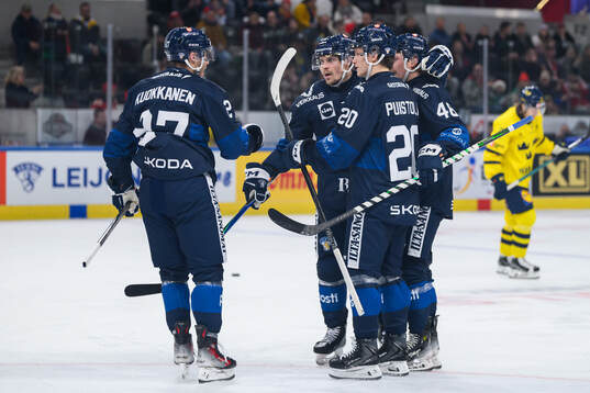 Players of Finland celebrate
