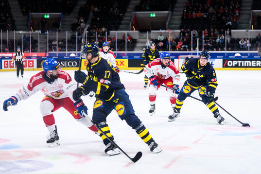 Isac Hedqvist of Sweden in the ice hockey game between