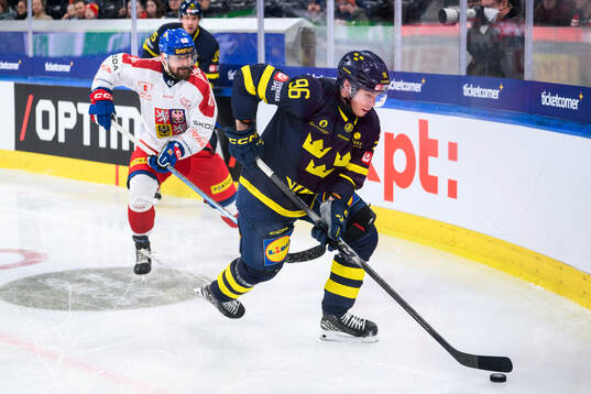 Rickard Hugg of Sweden in the ice hockey game between Czech