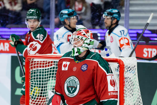 Goaltender Lars Johansson looks dejected