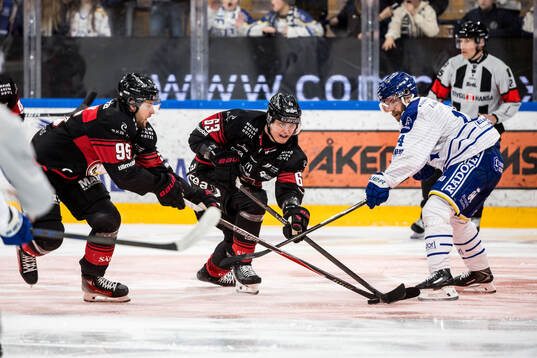 Leksands Arvid Eljas och Malmö Redhawks Fredrik Händemark