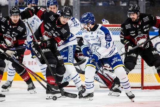 Malmö Redhawks Fredrik Händemark och Leksands Oskar Lang