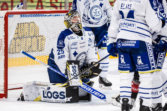 Leksands målvakt Robin Christoffersson deppar