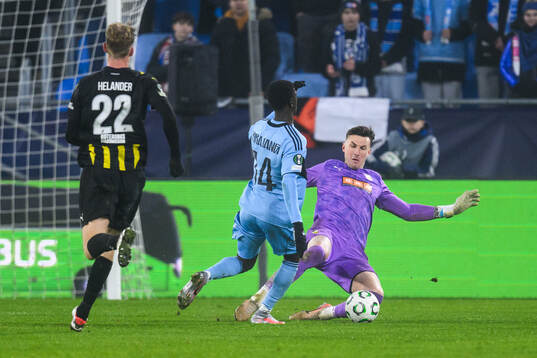 Alasana Yirajang of Slovan Bratislava and goalkeeper