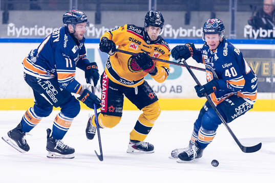 Luleås Heikki Liedes mellan Växjös Brogan Rafferty och