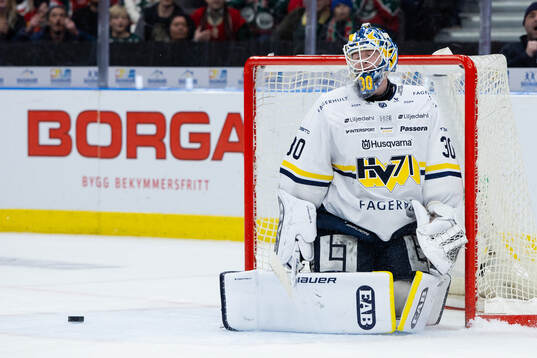 HV71s målvakt Lassi Lehtinen deppar