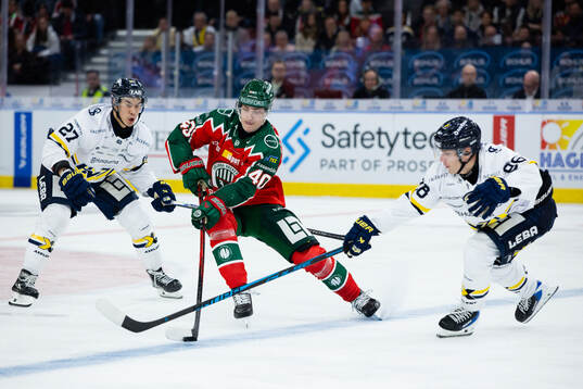 HV71s Jonathan Ang och Nikola Pasic mot Frölundas Jacob