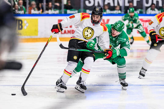 Brynäs Bobby Trivigno och Rögles Karson Kuhlman