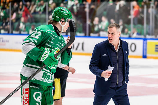 Rögles Fredrik Olofsson och tränare Dan Tangnes