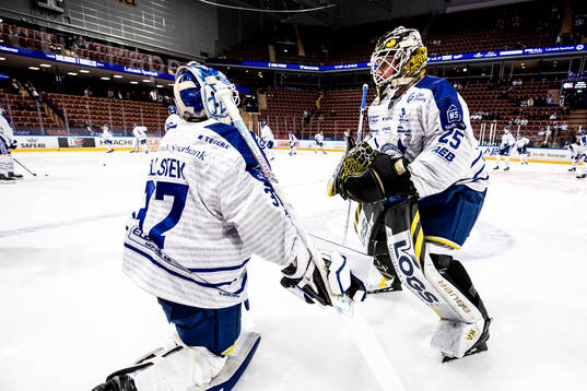 Leksands målvakt Jakob Hellsten och Leksands målvakt