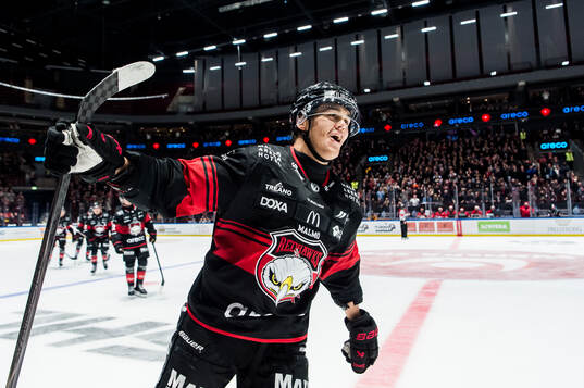 Malmö Redhawks Axel Sundberg jublar