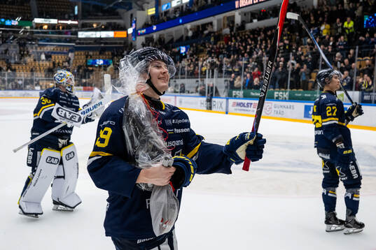 HV71s Eddie Levin jublar