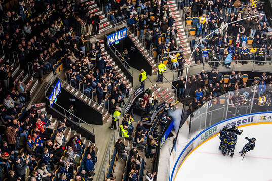 HV71s Hampus Karlsson jublar med lagkamrater