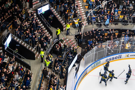 HV71s Hampus Karlsson jublar med lagkamrater