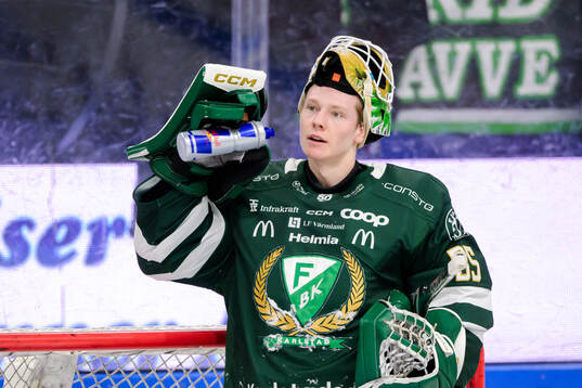 Färjestads målvakt Melker Thelin