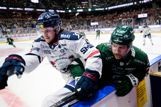 Linköpings Jonathan Myrenberg och Färjestads Emil Alba