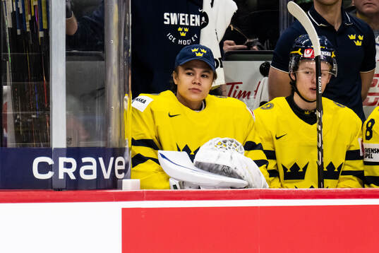 Goaltender Herman Liv of Sweden