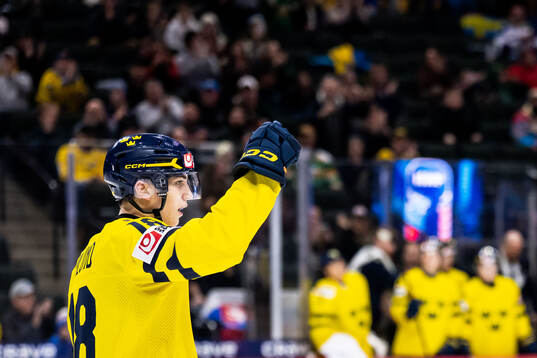 Victor Eklund of Sweden celebrates