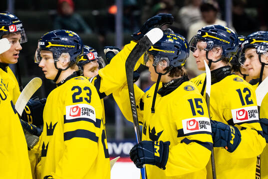 Ivar Stenberg of Sweden celebrates with team mates