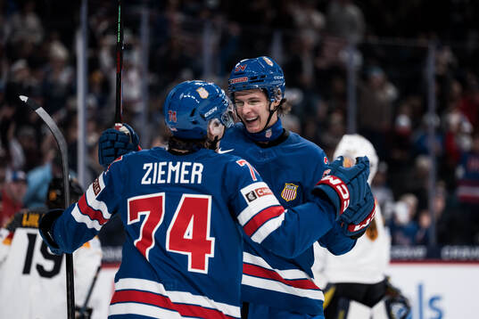 Brodie Ziemer and Will Horcoff of USA celebrates